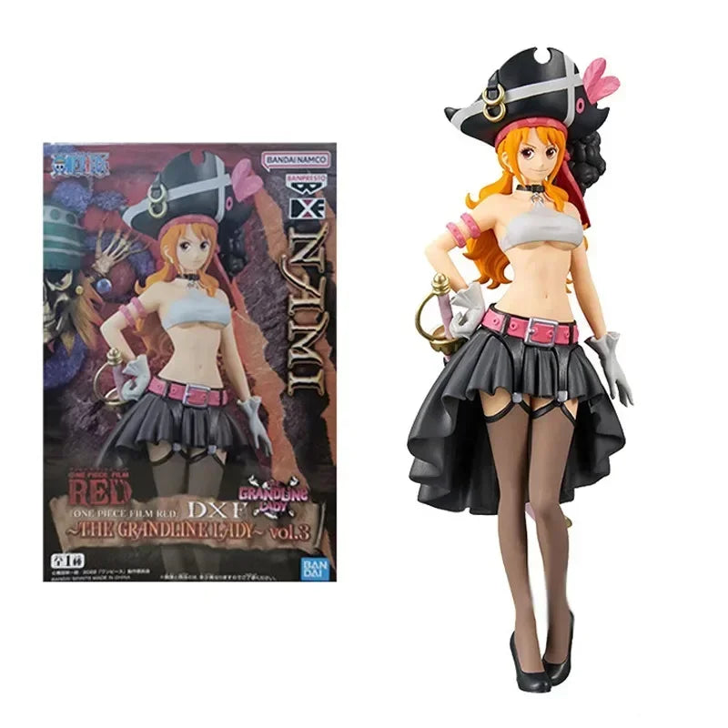 19CM Anime One Piece Nami Black Clothes Action Figure ONE PIECE FILM RED