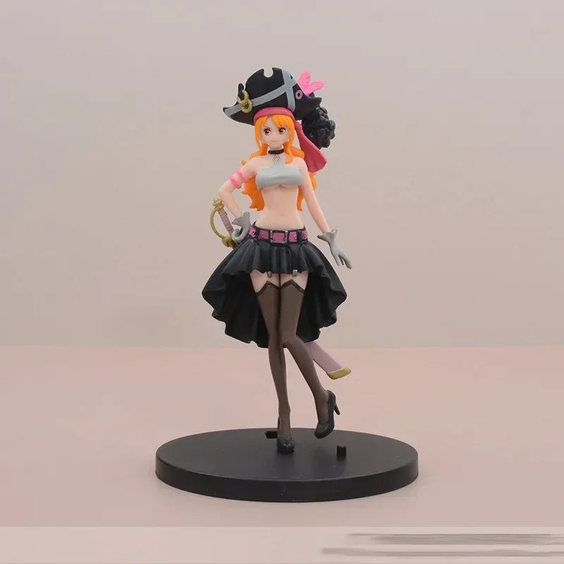 19CM Anime One Piece Nami Black Clothes Action Figure ONE PIECE FILM RED