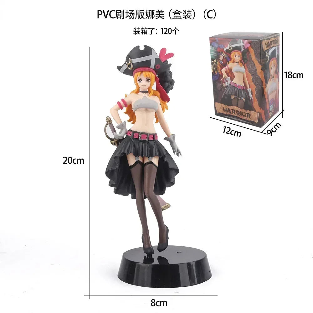 19CM Anime One Piece Nami Black Clothes Action Figure ONE PIECE FILM RED