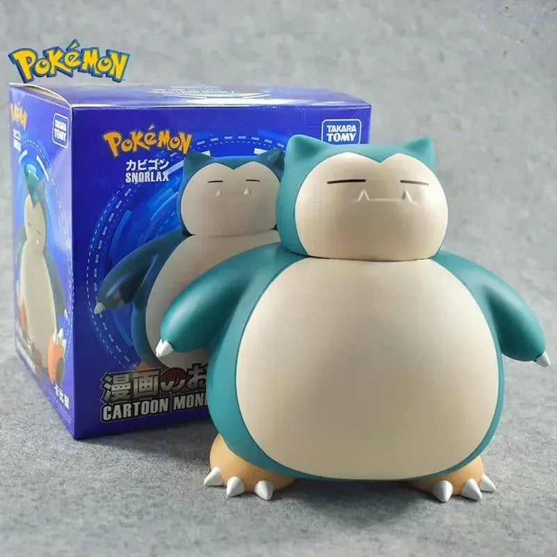 Tomy Pokemon Snorlax Anime Figure Model Piggy Bank Sitting Standing Snorlax Saving Pot Cartoon Doll Money Box Fantasy Figurines