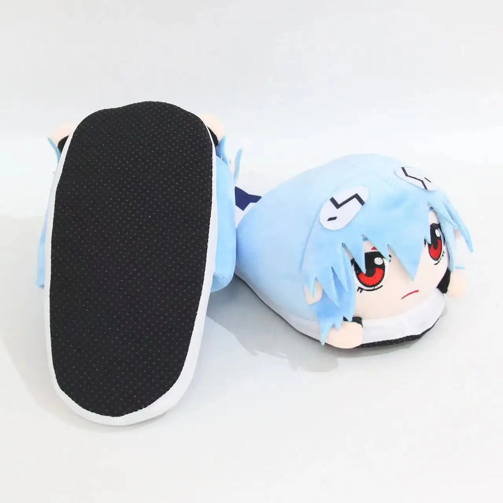 EVANGELION Rei Ayanami Anime Figure Plush Slippers Animation Winter Cotton Slipper Thick Non-Slip Slippers Couples Cotton Shoes