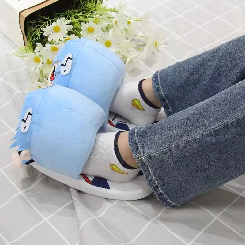 EVANGELION Rei Ayanami Anime Figure Plush Slippers Animation Winter Cotton Slipper Thick Non-Slip Slippers Couples Cotton Shoes