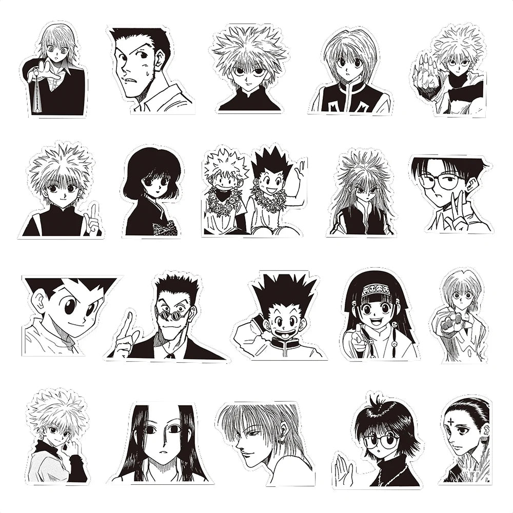 10/30/70pcs Japanese Anime HUNTER×HUNTER Stickers Classic Cool Decals Decoration Laptop Phone Luggage Black White Manga Sticker
