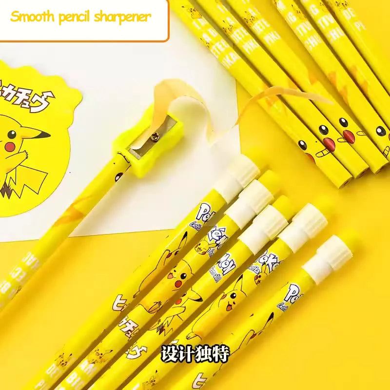 12pcs Pokemon Pikachu Anime Figure Cartoon Pencil Pokemon kids Pencil Kawaii Student Stationery Children's Birthday Xmas Gift