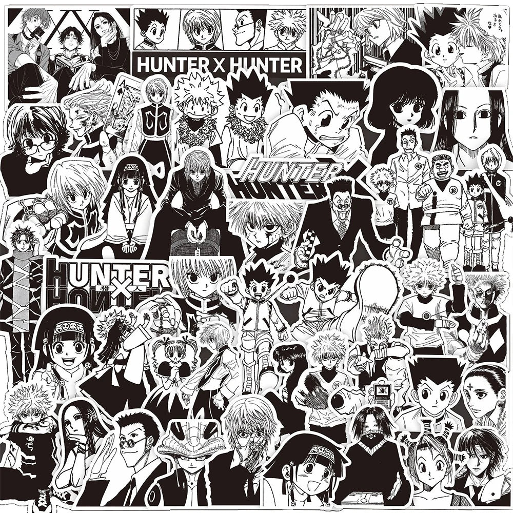 10/30/70pcs Japanese Anime HUNTER×HUNTER Stickers Classic Cool Decals Decoration Laptop Phone Luggage Black White Manga Sticker