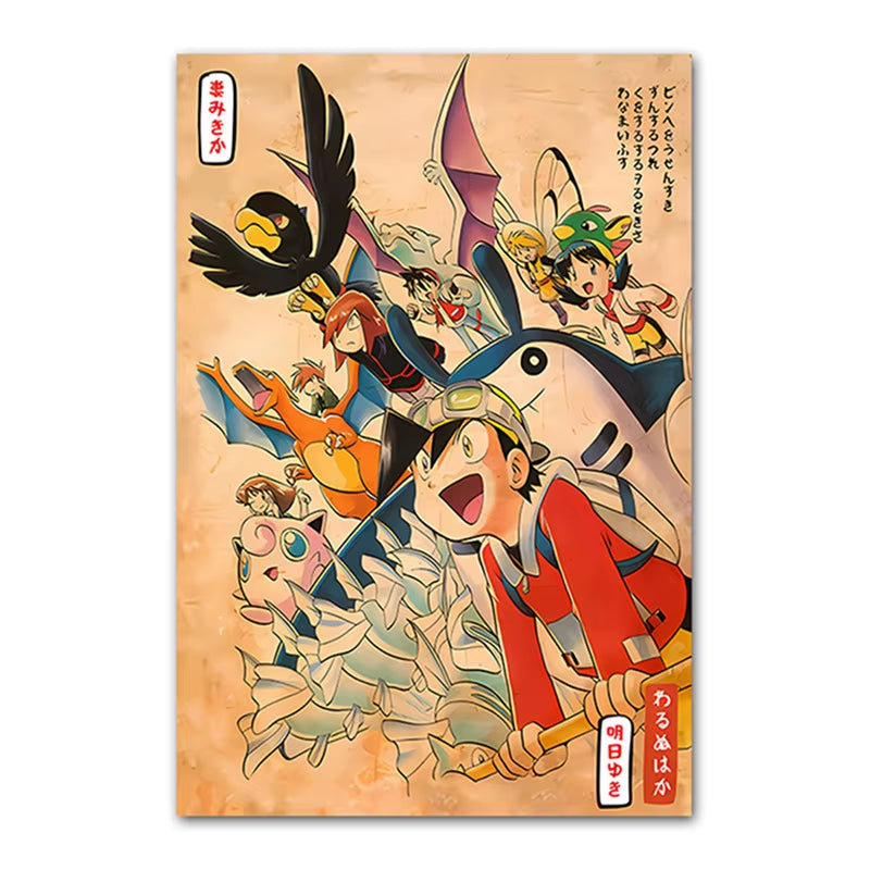 Anime Pokemon Canvas Painting Eeveelution Eevee Retro HD Poster and Print Watercolor Wall Art Picture Home Decor Kids Gifts