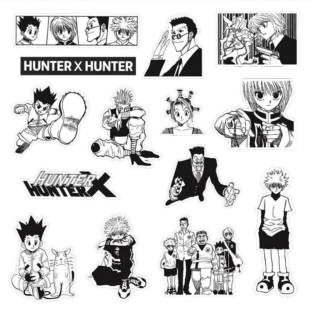 10/30/70pcs Japanese Anime HUNTER×HUNTER Stickers Classic Cool Decals Decoration Laptop Phone Luggage Black White Manga Sticker